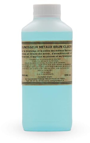 Comptoir d'Art - Brunisseur Métaux (0805) - Cuivre - Bronze - Laiton - Zinc - Nécessite Neutralisant (0804) pour application sur Métaux Ferreux (Brun Clair, 250mL)