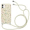 Xylota Handykette Handyhülle für iPhone 12/iPhone 12 Pro 6,1 Hülle mit Band, Einstellbar zum Umhängen Kordel Aesthetic Case mit Muster Blumen, Weich TPU Dünn Silikon Stoßfest Schutzhülle Cover,Beige