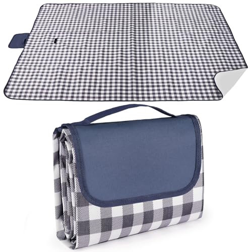 LIVEHITOP Picknickdecke Wasserdicht 150x200cm, Faltbare Große Stranddecke Picknickdecken Sanddichte Rückseite Tragbar Outdoor Picnic Blanket Mit Griff für Camping, Park, Garten, Wandern