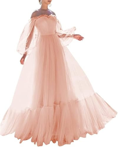 KURFACE Robe de princesse pour juniors - Manches bouffantes - Épaules dénudées - Robe de soirée formelle pour femme - WSX477 - Rose pâle - Taille 30