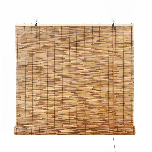 Bambusrollo Sichtschutzrollo Outdoor, Bambus Balkonrollo für Fenster & Terrasse, Freihängend 160 240 220 200 140 120 100cm Bambus Verdunkelungsrollo Retro Außenrollo Sonnenchutz