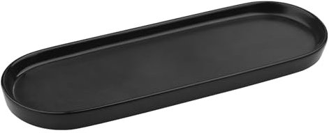 VanEnjoy Black Vanity Tray for Bathroom Counter, Long Narrow Tray Ceramic Tray for Kitchen Counter for Soap Bottles