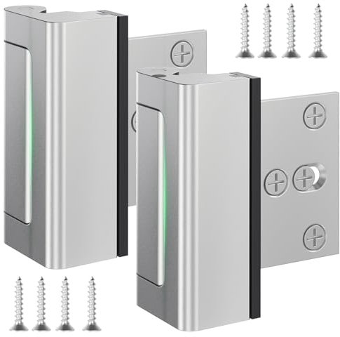 Treasem Home Security Türschloss, kindersicheres Türverstärkungsschloss, Türschlossriegel für Haustür und Innentür, Tür-Sicherheitsschlösser von innen, schützen Sie Ihr Zuhause, 7,6 cm, Silber, 2