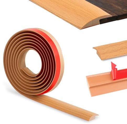 300cm Seuil De Porte-Auto-AdhéSif, Barre De Seuil Pvc, Profilé De Transition Bordures De RevêTement De Sol En Caoutchouc,Barre De Moquette Pour La Transition De Seuil(3.5 Cm,Grain De Bois Jaune)