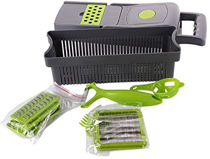 Cortador de verduras 15 piezas de picador de verduras multifuncional, cortador de verduras, cortador de patatas de frutas, picador de zanahorias, picador de alimentos, utensilios de cocina y catering