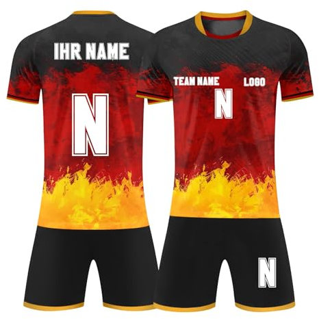 Deutschland Trikot EM 2024, personalisiert mit Namen und Nummer, Fußball-Trikot für Kinder, Herren, Damen, T-Shirt, Shorts (DE/NL/SE/PL, Alphanumerisch, Einheitsgröße, Regular, Regular, A)
