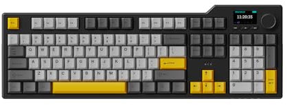 AK35I V3 Grey with Screen Gaming Tastertur Kabelgebundene Mechanische Gaming-Tastatur, 104 Tasten mit Multimedia-Tasten und Drehknöpfen|5-Layer-Pad|OEM-Spezifikation|PBT-Tastenkappen