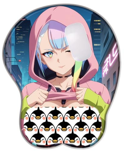 Cyberpunk Lucyna Anime 3D Mauspad aus weichem Silikon für Tischspiele, Schreibtischzubehör mit weicher Handgelenkstütze