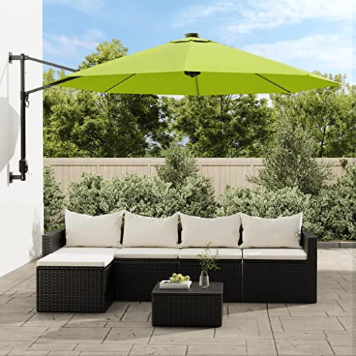 LXYZWRW Furniture Select Sonnenschirm zur Wandmontage, mit LEDs, Apfelgrün, 290 cm