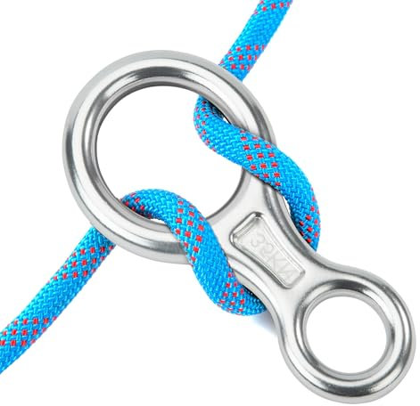 35kN Abseilachter, Abseilgerät Klettern 8 Descender, Aluminium Legierung Sicherungsgerät, Figur 8 Rescue, Abseilausrüstung für Erholung im Freien, Bergsteigen Rettung, Seildurchmesser 8-13 mm, Silber