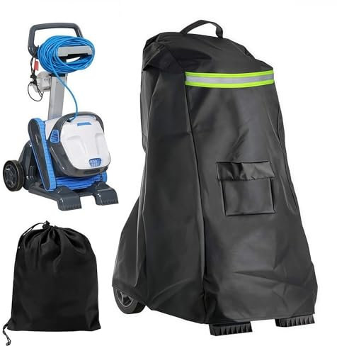 Copertura per robot pulizia piscina Dolphin, copertura per la pulizia della piscina, per robot piscina con manico, tasche con coulisse, strisce riflettenti, custodia protettiva per robot pulizia