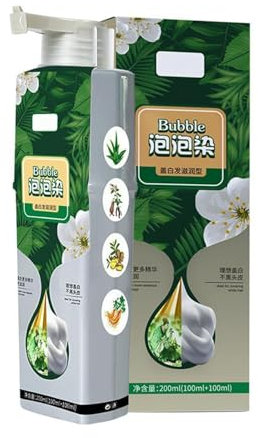 Bubble Haarfärbe-Shampoo, bubble mousse shampoo 300ml, Sofortige Farbcreme Für Natürliche Haarfärbung, Für Frauen & Männer Zu Hause (Schwarzer)