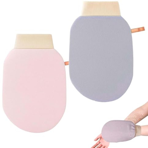 Quesuc 2 Stüc Peeling-,Weiches Und Natürliches Peeling Ohne Schmerzen, Entfernt Abgestorbene Haut, Eingewachsene Haare, Unreinheiten, Aktiviert Die,Für Dusche, Bad & Sauna (Grau, Hellrosa)