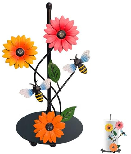 Papierrollenhalter Küche Stehend, Küchenrollenhalter Schwarz, Eisen Sonnenblume Papierhandtuchhalter, Stehend Serviettenhalter, Kreative Dekoration für Zuhause, Café, Restaurant, Küche