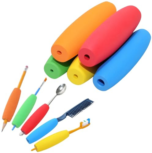 EVA Foam Grip Tubes for Utensils - 5 Sizes & 5 Colors - Adaptive Handles for Arthritis, Elderly & Disabled - Improve Grip Comfort for Eating Utensils, Brushes & Tools (1 x 3.5)