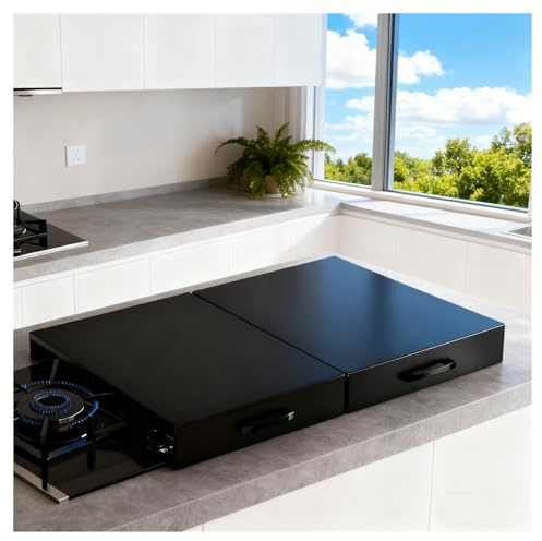 Tapa para Encimera de Cocina, Placa Protectora Encimera de Gas con Asas para Encimeras, Cocinas Gas, Ampliar Espacio Cocina, Fácil Limpiar(Black,L11.81xW15.75xH1.97IN)