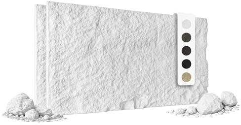 HEXIM Steinoptik Felsen Platten 2 Stück 120x60cm PU Wandverkleidung 1,46 m² 3D Paneele Bruchstein Stone Dekor Wandpaneele Wanddeko Steinplatte Felswand Wohnzimmer Innenwand weiß (A002-01 White)