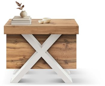 PAZZO DESIGN, Tavolo Consolle Allungabile Grazia con porta prolunghe e gambe bianche a X, Fino A 16 Posti, Cucina, Salvaspazio, Made in Italy, Da 45 A 402 Cm - id_2374