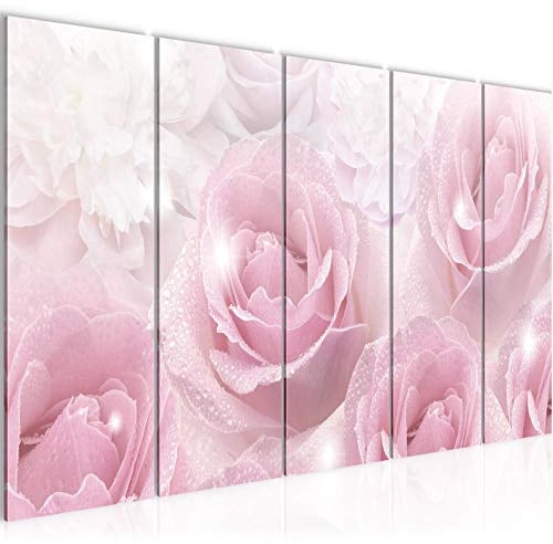 Runa Art Murali XXL Fiori Rose 200 x 80 cm Rosa 5 Pezzi - Made in Germany - 017255a
