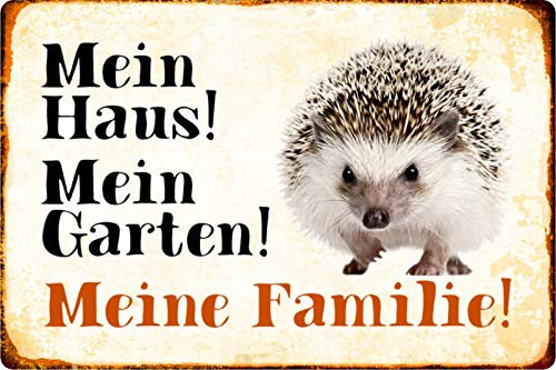 Schatzmix Blechschild Igel Mein Haus! Mein Garten! Metallschild Wanddeko 20x30 tin Sign