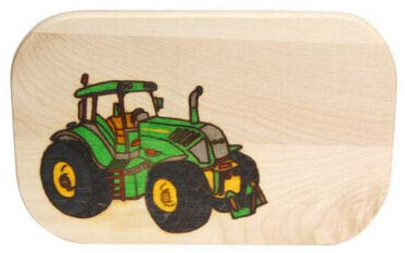 Frühstücksbrettchen Trecker Grün - Frühstücksbrett mit kostenloser Namens-Gravur - Vesper Holz -personalisiertes Brett mit Motiv Trecker Grün