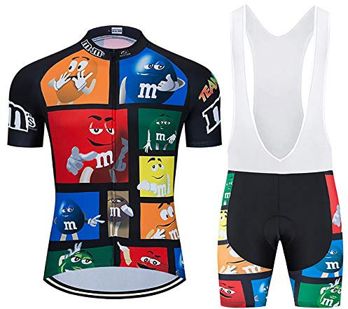 Herren Radtrikot Set, Atmungsaktiv Quick-Dry Kurzarm Radsport-Shirt +20D Gel Shorts