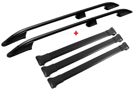 OMAC Dachreling + Dachträger kompatibel mit FIAT Talento 2016-2024 L2 Langer RS Alu Schwarz 5X