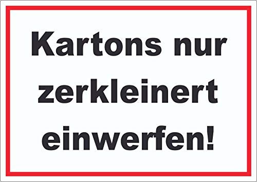 Kartons nur zerkleinert entsorgen Aufkleber A5 (148x210mm)