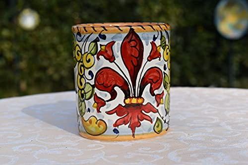 Tasse en céramique peinte à la main pour thé et café Motif fleurs de lys