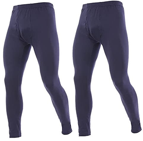 YUSHOW Mens 2 Pack Thermal Underwear Bottoms Long Johns for Men Thermal Warm Baselayer Ultra Soft Trousers Leggings Pants Navy Blue