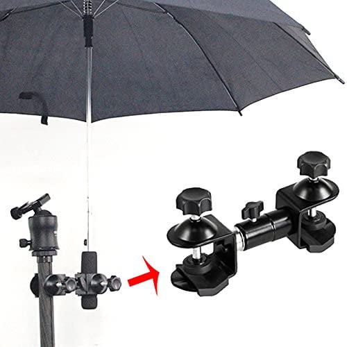 Hensych Metall Stativschirmhalter,Draussen Kamera Stativ-Regenschirmhalter Metallclip Halterung Stand Klemme Fotografie-Zubehör (Metallclip Nicht Plastikclip)