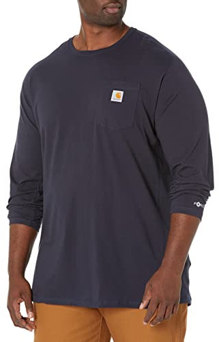 Carhartt Men's Force Relaxed Fit Midweight Long Sleeve Pocket T-Shirt, Navy, S