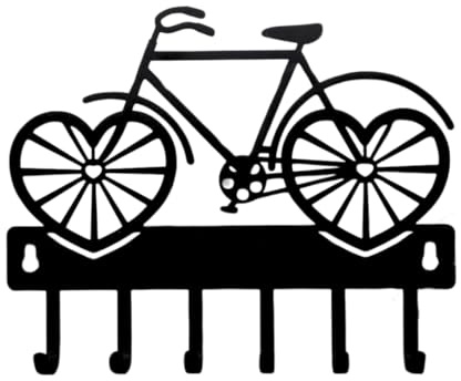 GILDE Hakenleiste Fahrrad-Design mit Herzrädern aus schwarzem pulverbeschichtetem Eisen und 6 Haken