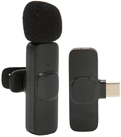 Sxhlseller Wireless Clip On Microphone, Mini Lapel Plug Play Microphone, Automatic Pairing USB C Wireless Lavalier, for Phone PC Tablet Computers