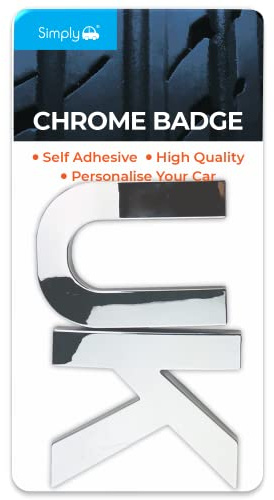 simply CB60 'UK' Chrome Bade - Adhesive Backing, Tough & Durable,Silver