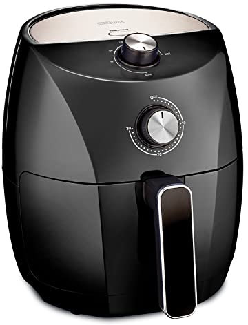 Crux 3.5 L Manual Air Fryer, Faster Pre-Heat, No-Oil Frying, Fast Healthy Evenly Cooked Meal Every Time, Dishwasher Safe Non Stick Pan and Crisping Tray for Easy Clean Up, Stainless Steel/Black