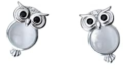 DAOMEI Weißer Opal Niedliche Eule Ohrstecker Für Frauen Geschenk Authentisch 925 Sterling Silber Rose & Gold Farbe Ohrstecker Modeschmuck