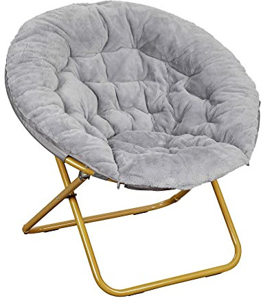 Flash Furniture Saucer Chair, Steel, Polyester, Gray/Soft Gold, 1 Pack