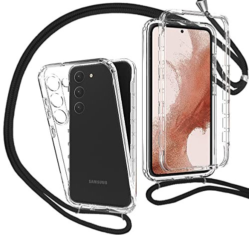 360 Degré Coque pour Samsung Galaxy S23+ / S23 Plus Coque - Silicone Cordon Tour De Cou Telephone Housse Étuis À Bandoulière Et Cordon Collier avec Réglable Cordon Tour de Cou Lanière pour Portable