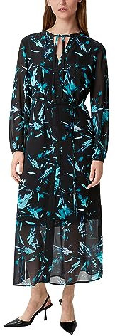 Comma Maxi Chiffonkleid mit Stoffgürtel