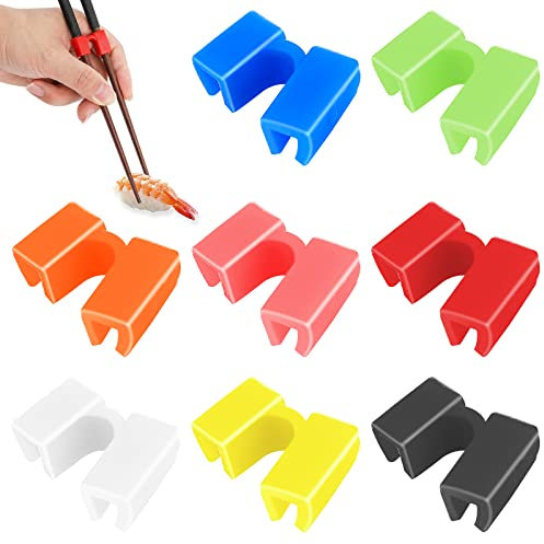 TIESOME 8Pcs Essstäbchen Helfer, Wiederverwendbare Training Essstäbchen Scharniere Connector Praxis Essstäbchen für Erwachsene, Kinder, Anfänger, Trainer oder Lernende (8 Stück 8 Farbe)