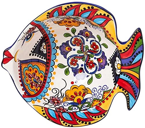 Frutero Tazón De Fruta Estilo Mexicano Plato De Fruta En Forma De Pez Pintado A Mano, Tazón De Ensalada De Frutas Tazón De Dulces Para Mesa De Restaurante En Casa Fruteros De Cocina ( Color : A , Size