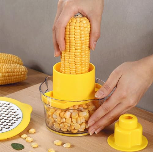 4 in 1 Multi-Function Corn Cob Stripper,Corn Peeler For Corn On The Cob,Corn Remover with Vegetables and fruits peeler,Grater and Measuring Cup
