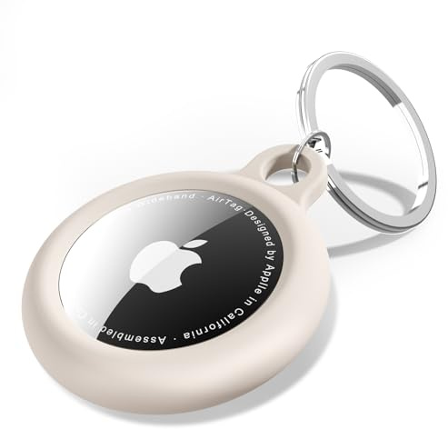 oakxco für Airtag Schlüsselanhänger, Schutzhülle Airtag Hülle Silikon Anhänger Air Tag Schlüssel Halter Zubehör, Kompatibel Mit Apple Airtag Schlüsselbund Gepäckanhänger Case, Beige Taupe