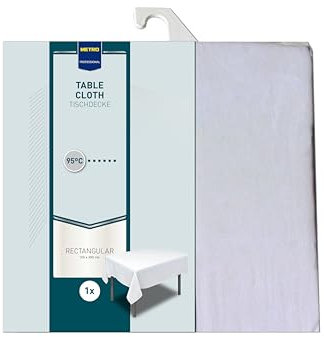 METRO Professional Tischdecke, 150 x 300 cm, rechteckig, mit Satinband, Baumwolle, Weiß