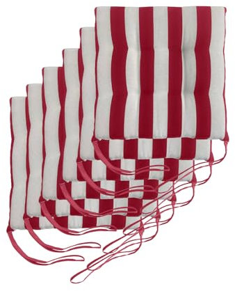 Il Tuo Artigiano Design Set mit 6 Kissen für Gartenstühle, hergestellt in Italien, Kissen für Küchenstühle, 40 x 40 cm, Polster aus Schaumstoff und weichem Acryl (Weiß und Bordeaux)