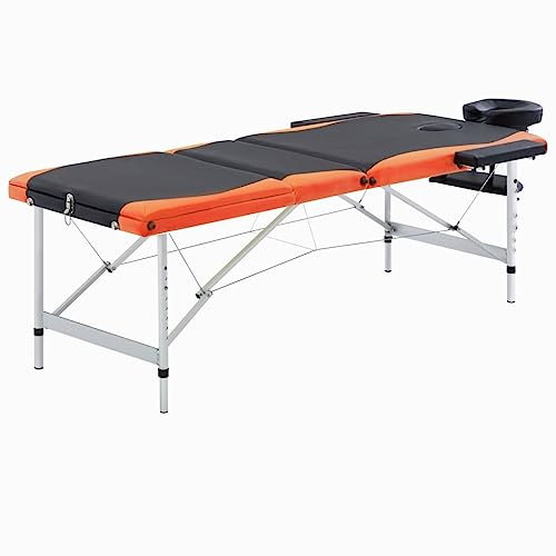 CIADAZ Massagetisch Klappbar 3 Zonen Aluminium Schwarz und Orange, Relaxsessel, Fernsehsessel, Kinosessel, Relaxliege Wohnzimmer, Stillsessel - 110235