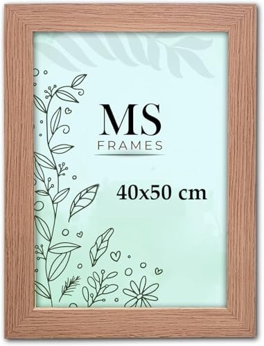AI Decor 40x50 cm Oak Picture Frames (15.7x19.7 Inch) Poster Frame - Clear Acrylic Display Picture Frame MDF Wooden Portrait/Panoramic - Flat Wall Mount Hang Hooks
