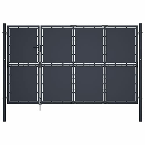 Mengtu Gartentor Zauntor Gartentür Zauntür Gartentore Hoftor Eingangstor Tor Garten Zaun Pforte Gartentür für Hoftür Eingang Stahl 350 x 150 cm Anthrazit Gartenmöbel