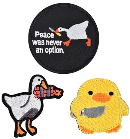 3 Stück Klett Patches, Lässig Patch Patch Tier Klett Lustig Patches Süße Ente Klett MilitäR GäNse Enten Lustiger Süßer Entenbissmesser-Aufnäher für Rucksäcke, Jacken, Jeans